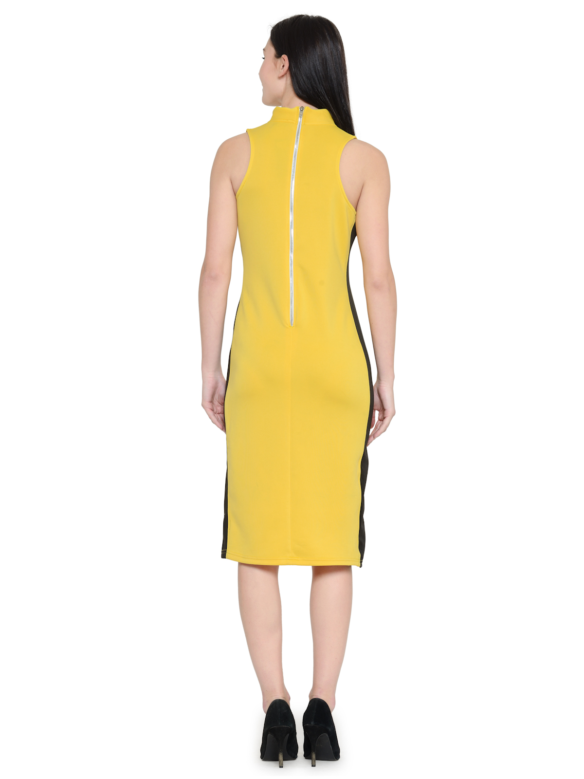 Bodycon Sleevless Turtle Neck Midi Dress